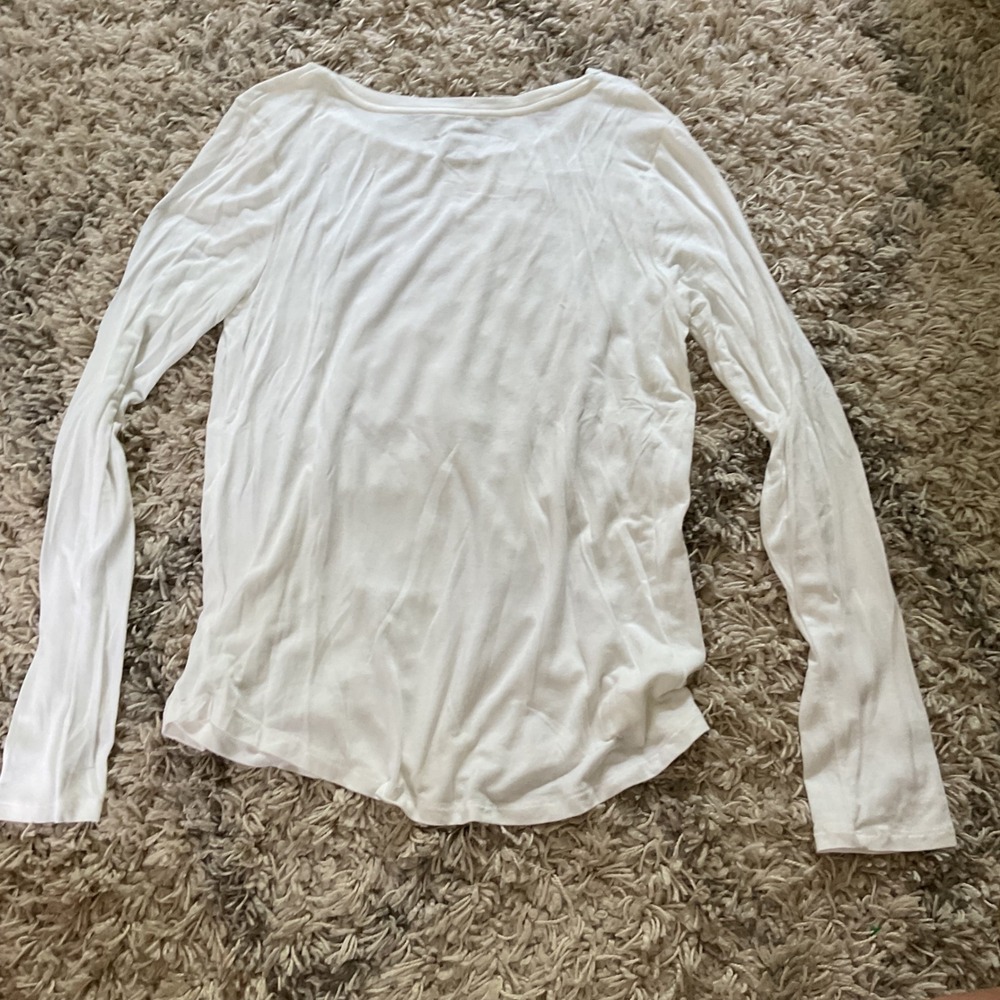 Aeropostale Seriously Soft Perfect Crew White Long Sleeve T-Shirt Womens Medium - Picture 3 of 12
